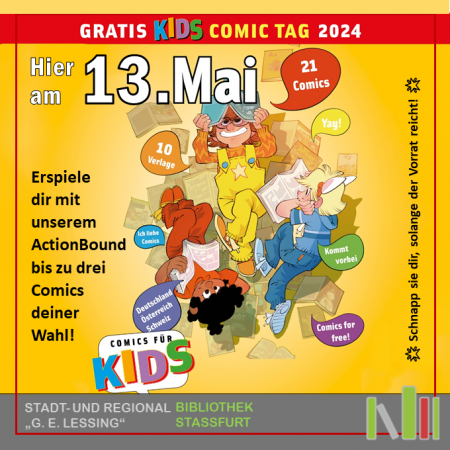 13.05.24 | Gratis KIDS Comic Tag | ganztägig während der Öffnungszeit | STADTBIBLIOTHEK STAßFURT